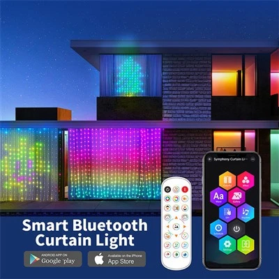 RGBIC LED 커튼 조명 앱 및 원격 제어